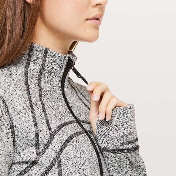 Lululemon Define Jacket Inverted Feathered Jacquard White Black - Picture 3 of 10